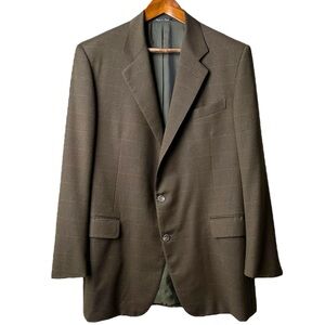 H Huntsman & Sons LTD Size 44 Savile Row Barneys Olive Brown Blazer Italy Wool
